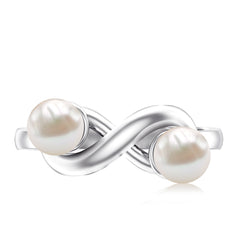 4 CT Toi et Moi Freshwater Pearl Infinity Gold Ring