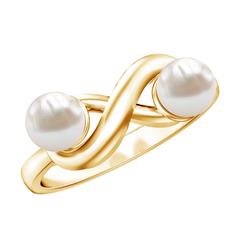 4 CT Toi et Moi Freshwater Pearl Infinity Gold Ring