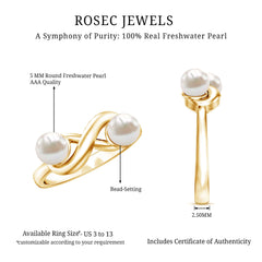 4 CT Toi et Moi Freshwater Pearl Infinity Gold Ring