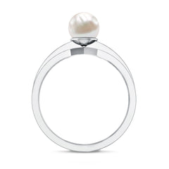 2.50 CT Freshwater Pearl Solitaire Ring with Diamond Side Stones