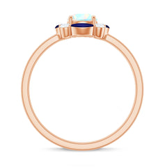 Natural Rainbow Opal and Sapphire Designer Ring