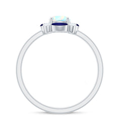 Natural Rainbow Opal and Sapphire Designer Ring