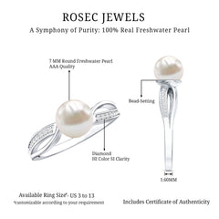 3 CT Freshwater Pearl Solitaire Ring with Diamond Infinity Shank