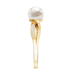 3 CT Freshwater Pearl Solitaire Ring with Diamond Infinity Shank