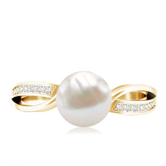 3 CT Freshwater Pearl Solitaire Ring with Diamond Infinity Shank
