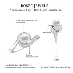 3 CT Freshwater Pearl and Diamond Bypass Engagement Ring