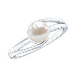 Minimal Freshwater Pearl Solitaire Ring in Bypass Shank