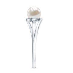 Minimal Freshwater Pearl Solitaire Ring in Bypass Shank