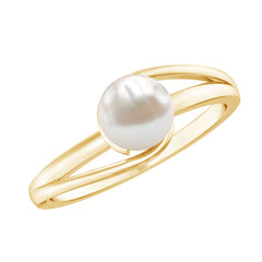 Minimal Freshwater Pearl Solitaire Ring in Bypass Shank