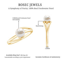 Minimal Freshwater Pearl Solitaire Ring in Bypass Shank
