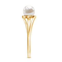 Minimal Freshwater Pearl Solitaire Ring in Bypass Shank