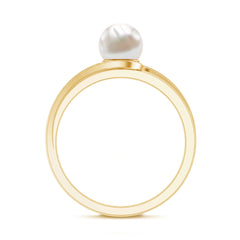 Minimal Freshwater Pearl Solitaire Ring in Bypass Shank