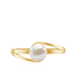 Minimal Freshwater Pearl Solitaire Ring in Bypass Shank