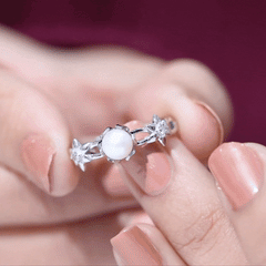 2.25 CT Freshwater Pearl and Diamond Flower Ring in Gold