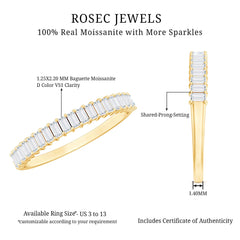 Baguette Cut Moissanite Half Eternity Wedding Band