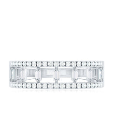 Natural Baguette Diamond Half Eternity Band With Certificate