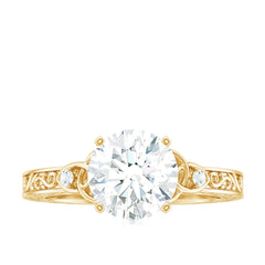 Antique Looking Round Moissanite Celtic Knot Engagement Ring