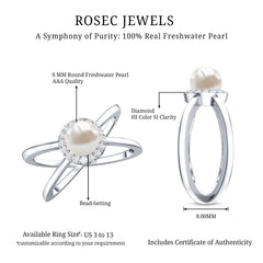 2.5 CT Freshwater Pearl Criss Cross Engagement Ring with Diamond Halo
