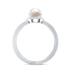 2.5 CT Freshwater Pearl Criss Cross Engagement Ring with Diamond Halo