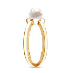 2.5 CT Freshwater Pearl Criss Cross Engagement Ring with Diamond Halo