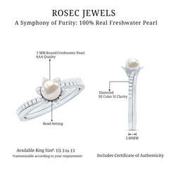 2.25 CT Floral Freshwater Pearl Bypass and Diamond Engagement Ring in Gold