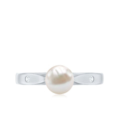 2.25 CT Freshwater Pearl Solitaire Ring with Diamond Accent