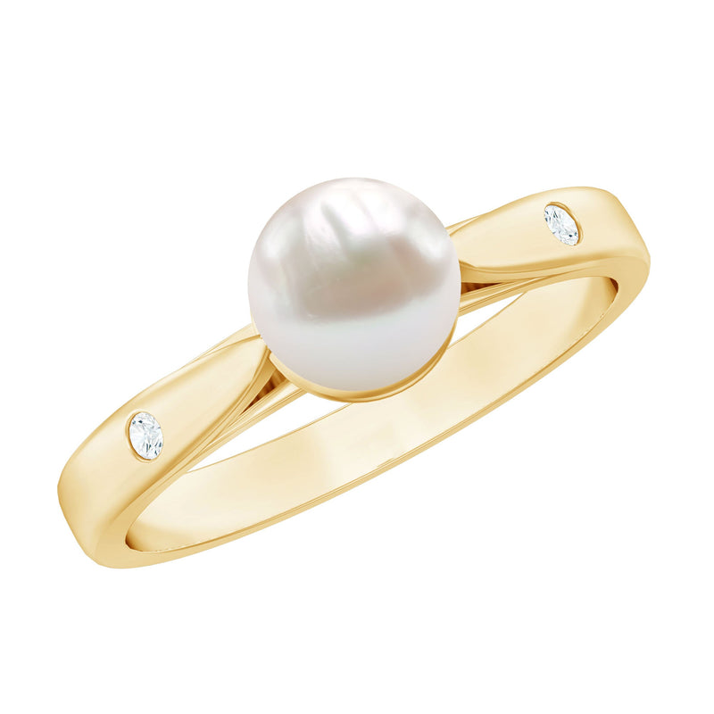 2.25 CT Freshwater Pearl Solitaire Ring with Diamond Accent
