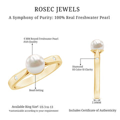 2.25 CT Freshwater Pearl Solitaire Ring with Diamond Accent