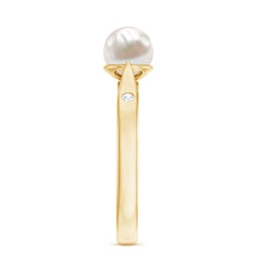 2.25 CT Freshwater Pearl Solitaire Ring with Diamond Accent