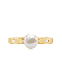 2.25 CT Freshwater Pearl Solitaire Ring with Diamond Accent