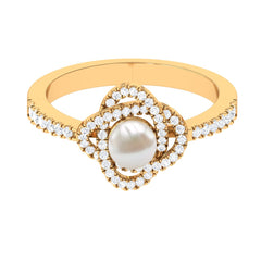 2.50 CT Freshwater Pearl Engagement Ring with Diamond Accent