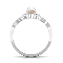 Designer Freshwater Pearl and Diamond Anniversary Band Ring