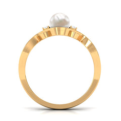 Designer Freshwater Pearl and Diamond Anniversary Band Ring