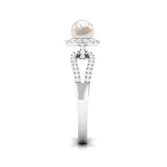 2.50 CT Freshwater Pearl and Diamond Engagement Ring with Split Shank