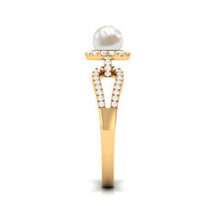 2.50 CT Freshwater Pearl and Diamond Engagement Ring with Split Shank