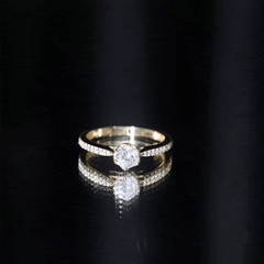3/4 CT Zircon Engagement Ring with Side Stones in Gold