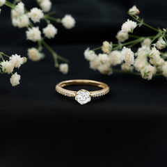 3/4 CT Zircon Engagement Ring with Side Stones in Gold