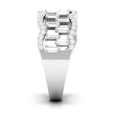 Round and Baguette Cut Zircon Classic Wedding Band Ring