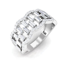 Round and Baguette Cut Zircon Classic Wedding Band Ring