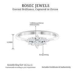 Cubic Zirconia Flower Cluster Engagement Ring