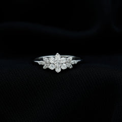 Cubic Zirconia Flower Cluster Engagement Ring