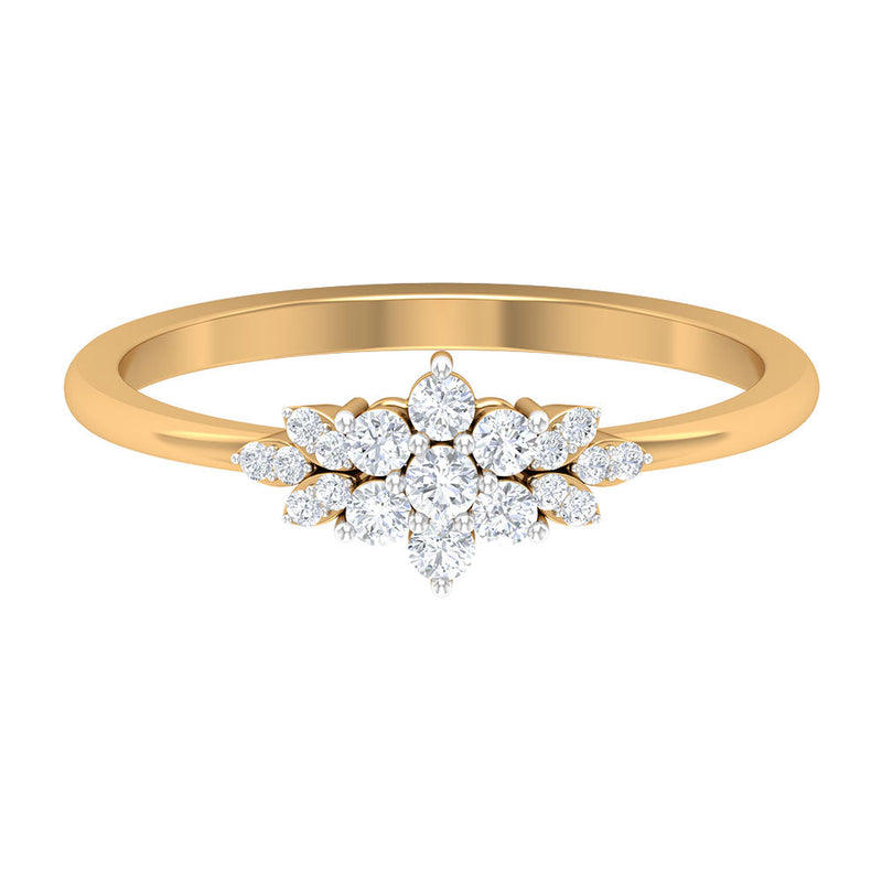 Cubic Zirconia Flower Cluster Engagement Ring