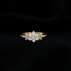 Cubic Zirconia Flower Cluster Engagement Ring