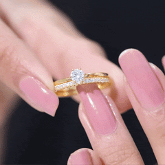 3/4 CT Cubic Zirconia Solitaire Simple Ring Set in Gold