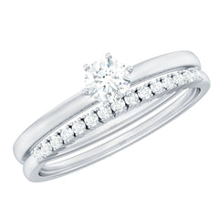 3/4 CT Cubic Zirconia Solitaire Simple Ring Set in Gold