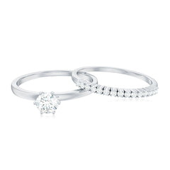 3/4 CT Cubic Zirconia Solitaire Simple Ring Set in Gold