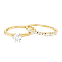 3/4 CT Cubic Zirconia Solitaire Simple Ring Set in Gold