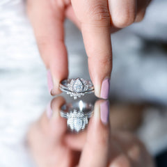 Certified Zircon Lotus Floral Bridal Wedding Ring Set