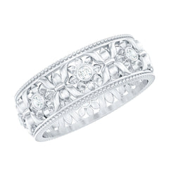 Flower Inspired Zircon Filigree Wedding Band