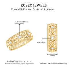 Flower Inspired Zircon Filigree Wedding Band